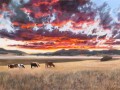 cows at sunset